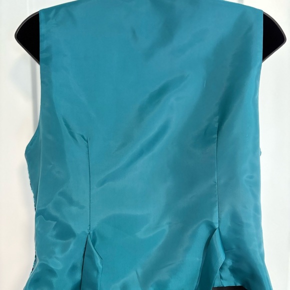 Handmade Teal Patterned Vest with Buttons Size‎ Medium - Picture 8 of 8